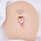 G23 Titanium Heart CZ Navel Piercing Body Jewelry for Women