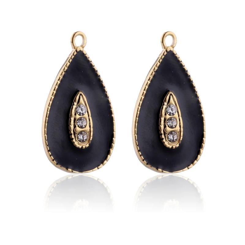 5pcs Enamel Water Drop Charms for DIY Jewelry Making