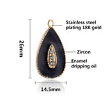 5pcs Enamel Water Drop Charms for DIY Jewelry Making