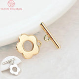 6 Sets 13MM 24K Plated Brass Flower Bracelet Clasps