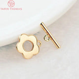 6 Sets 13MM 24K Plated Brass Flower Bracelet Clasps