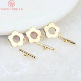 6 Sets 13MM 24K Plated Brass Flower Bracelet Clasps