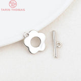 6 Sets 13MM 24K Plated Brass Flower Bracelet Clasps