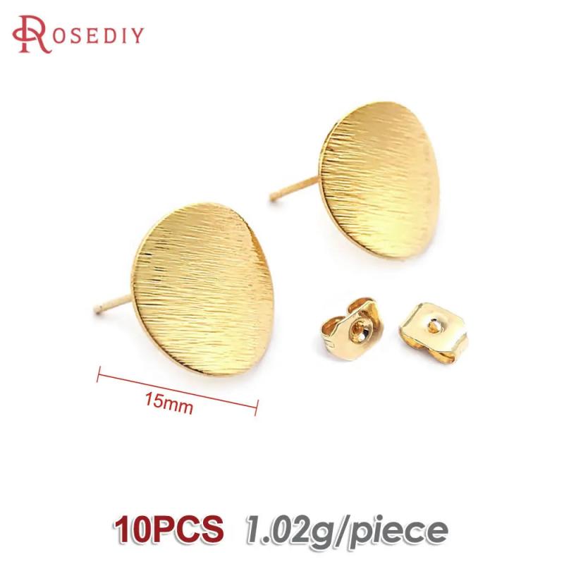 24K Brass Striped Inward Arc Smooth Stud Earrings Pins