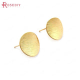 24K Brass Striped Inward Arc Smooth Stud Earrings Pins
