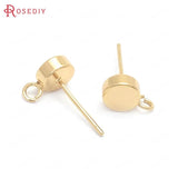 24K Brass Striped Inward Arc Smooth Stud Earrings Pins