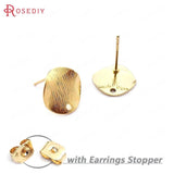 24K Brass Striped Inward Arc Smooth Stud Earrings Pins