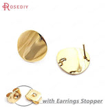 24K Brass Striped Inward Arc Smooth Stud Earrings Pins
