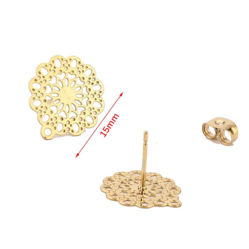 10pcs Stainless Steel Stud Earring Posts with Loop Ear Studs Base Components