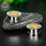 2PCS Sunflower Ear Piercing Plugs Tunnels Gauges Earrings Expander