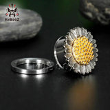 2PCS Sunflower Ear Piercing Plugs Tunnels Gauges Earrings Expander