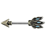 Tribal Arrow Brass & Steel 14g Nipple Ring Barbell