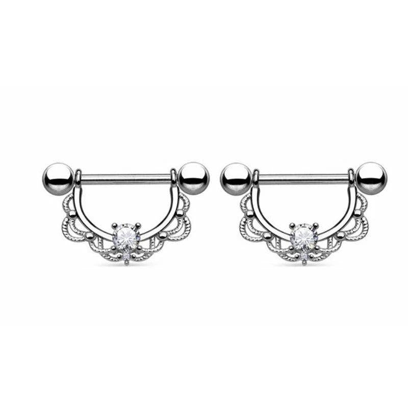 2PCS Stainless Steel Nipple Cartilage Earrings