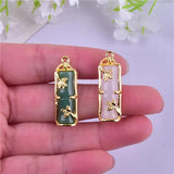 10pcs Jade Bamboo Shape Charm for Jewelry Making