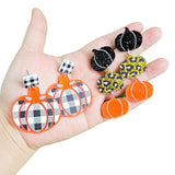 BOO Ghost Halloween Earrings Plaid Pumpkin Drop Earring