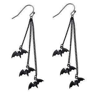Bat Long Chain Tassel Earrings Gothic Halloween Jewelry Party Gift