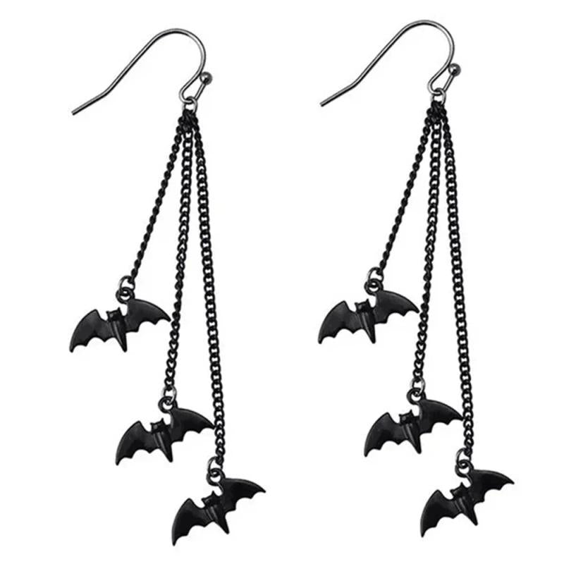 Bat Long Chain Tassel Earrings Gothic Halloween Jewelry Party Gift