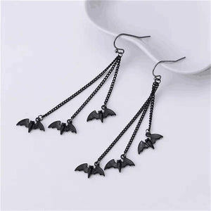 Bat Long Chain Tassel Earrings Gothic Halloween Jewelry Party Gift