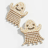 Halloween Horror Ghost Earrings Pearl Dangle