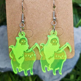 Neon Green Acrylic Halloween Ghost Skull Earrings Women Fall Jewelry