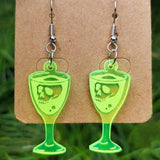 Neon Green Acrylic Halloween Ghost Skull Earrings Women Fall Jewelry