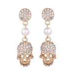 Punk Halloween Full Rhinestones Skull Drop Earrings