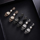 Punk Halloween Full Rhinestones Skull Drop Earrings