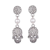 Punk Halloween Full Rhinestones Skull Drop Earrings