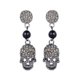 Punk Halloween Full Rhinestones Skull Drop Earrings