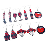 Red Acrylic Skull Lipstick Earrings for Women Goth Horror Halloween Earrings