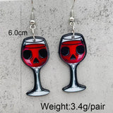 Red Acrylic Skull Lipstick Earrings for Women Goth Horror Halloween Earrings