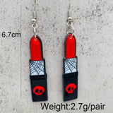 Red Acrylic Skull Lipstick Earrings for Women Goth Horror Halloween Earrings