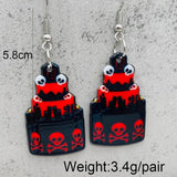 Red Acrylic Skull Lipstick Earrings for Women Goth Horror Halloween Earrings