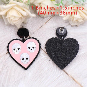Heart Skull Halloween Acrylic Earrings Women Jewelry