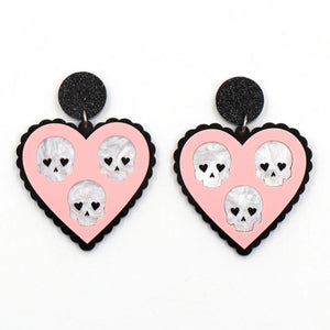 Heart Skull Halloween Acrylic Earrings Women Jewelry