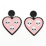 Heart Skull Halloween Acrylic Earrings Women Jewelry