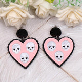 Heart Skull Halloween Acrylic Earrings Women Jewelry