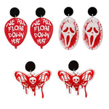 Bloody Skull Moth Halloween Earrings Horror Cosplay Drop Earrings