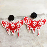Bloody Skull Moth Halloween Earrings Horror Cosplay Drop Earrings