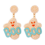 Halloween Ghost Earrings Seed Beads Festive Party