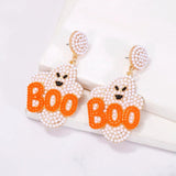 Halloween Ghost Earrings Seed Beads Festive Party