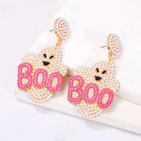 Halloween Ghost Earrings Seed Beads Festive Party