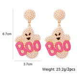 Halloween Ghost Earrings Seed Beads Festive Party