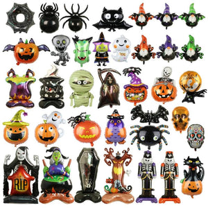 Halloween Decor Balloons Bat Pumpkin Ghost Skeleton Cat Spider