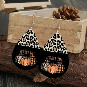 Leopard Pumpkin Print Leather Halloween Earrings for Women