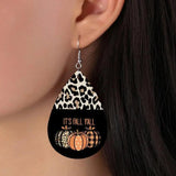 Leopard Pumpkin Print Leather Halloween Earrings for Women
