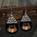 Leopard Pumpkin Print Leather Halloween Earrings for Women