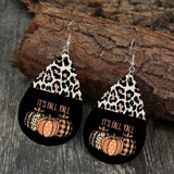Leopard Pumpkin Print Leather Halloween Earrings for Women