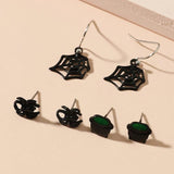 Halloween Earrings Set Bat Wings Pumpkin Witch Spider Ghost Acrylic Jewelry