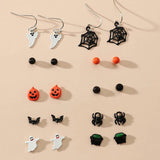 Halloween Earrings Set Bat Wings Pumpkin Witch Spider Ghost Acrylic Jewelry